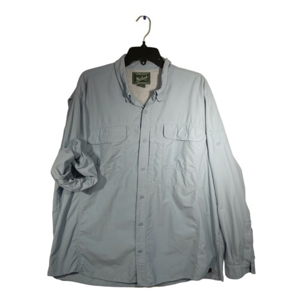 Woolrich Mens Casual Button Down Long Sleeve Shirt Vented Blue Gray Size XXL